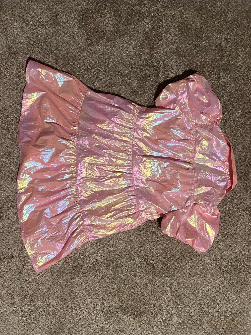 Peach Love California Iridescent Star Sequins Puff Sleeve Babydoll Dress M - Picture 3 of 5